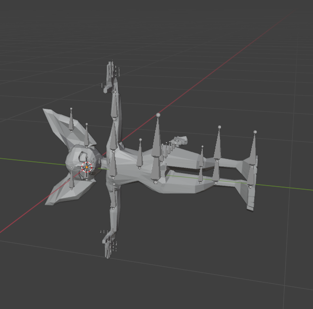 A model with all of the skeleton joints pointing directly up